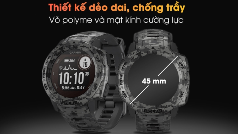 Garmin Instinct Solar d&acirc;y silicone camo th&iacute;ch hợp d&agrave;nh cho c&aacute;c chuyến d&atilde; ngoại xa